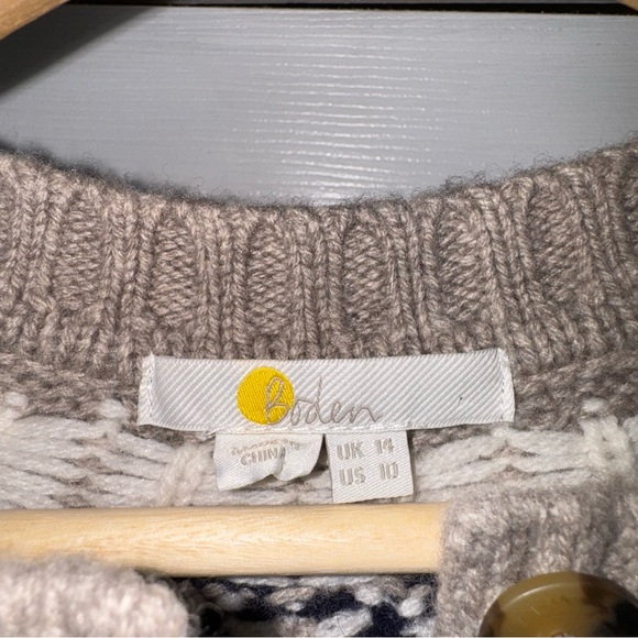 Boden Chunky Navy Fair Isle Sweater Cardigan M Wool Blend - Picture 4 of 6